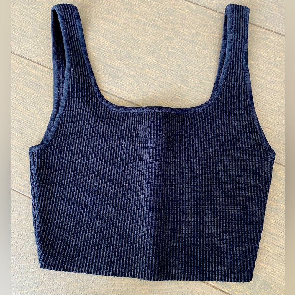 Babaton- Black Cropped Ribbed Tank (XS) - Picture 1 of 3